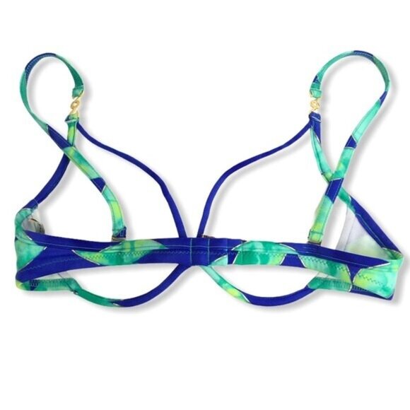 Tara Grinna Bikini Top New Women SZ 36 AA-B Cup Blue Green Convertible Underwire - Picture 6 of 9